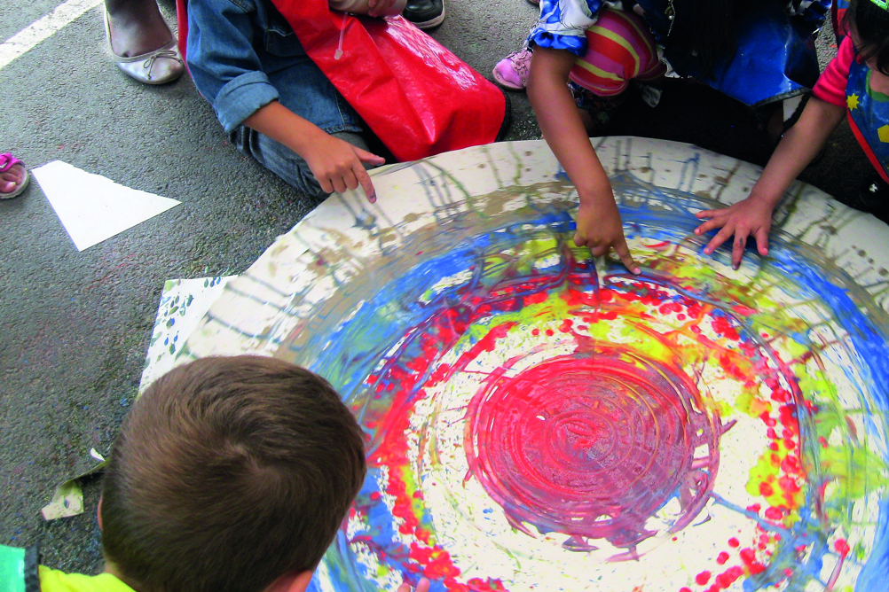 Activities such as spin painting can be more enjoyable for those children who are daunted by formal approaches to art
